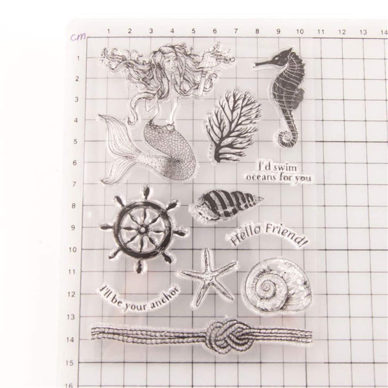 arriettycraft Seaworld Anchor Mermaid Clear Stamps for Card Making or Journaling, Sea Horse Sea Star Rubber Stamps for Journals Album Photo Paper Crafts Decoration - Image 2